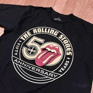 Rolling Stones Shirt Logo 50 Years Anniversary Black Short Sleeve Mens Large L